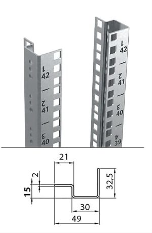 WZ-1718-97-20-000 mounting rail 19"" - 47U