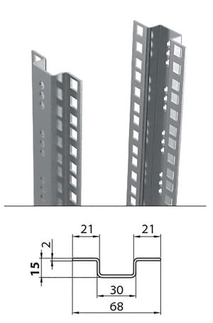 WZ-1718-98-13-000 withtlere mounting rail 19"" - 47U