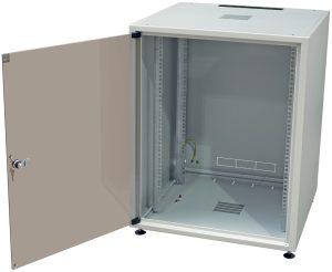 WZ-3987-01-02-011BBL ZPAS 19" office cabinet 12U, glass door, lock 604 x 600 x 600 , RAL 7035