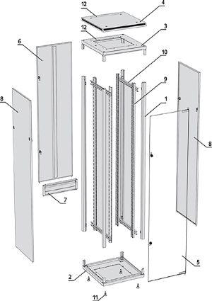WZIT-478080-69AA2011 elmat 19"-Netzwerkcabinet 47U HxBxT 2200x800x800 mm zerlegbar 13304ZA107