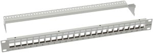 133-011-7121T e-fairline 19" patch panel for 24xmodules 1U, RAL 7035, empty housing with cable strain relief 37578.1V2