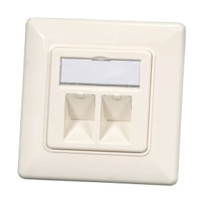 133-011-7131T e-fairline empty housing RAL9010 metal support ring for 2 modules, with centre plate 50x50mm and frame 80x80mm LOG 112-WH