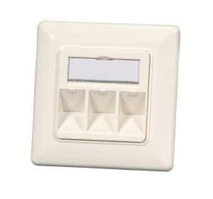 133-011-7161T e-fairline empty housing RAL9010 for 3 modules, with centre plate 50x50mm and frame 80x80mm, dust protection and support ring