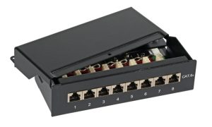 133085005 e-fairline Mini patch panel 8-port AP Cat.6A, grey RAL 7035 BxHxT 173x44x111mm