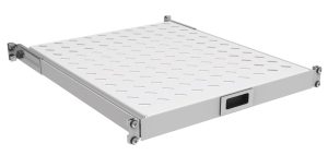WZ5841-25-01-350-011 19"-equipment shelf for mounting on 4 profile rails - 1H pull-out, NB440mm, T350, RAL 7035 mounting 350-450mm